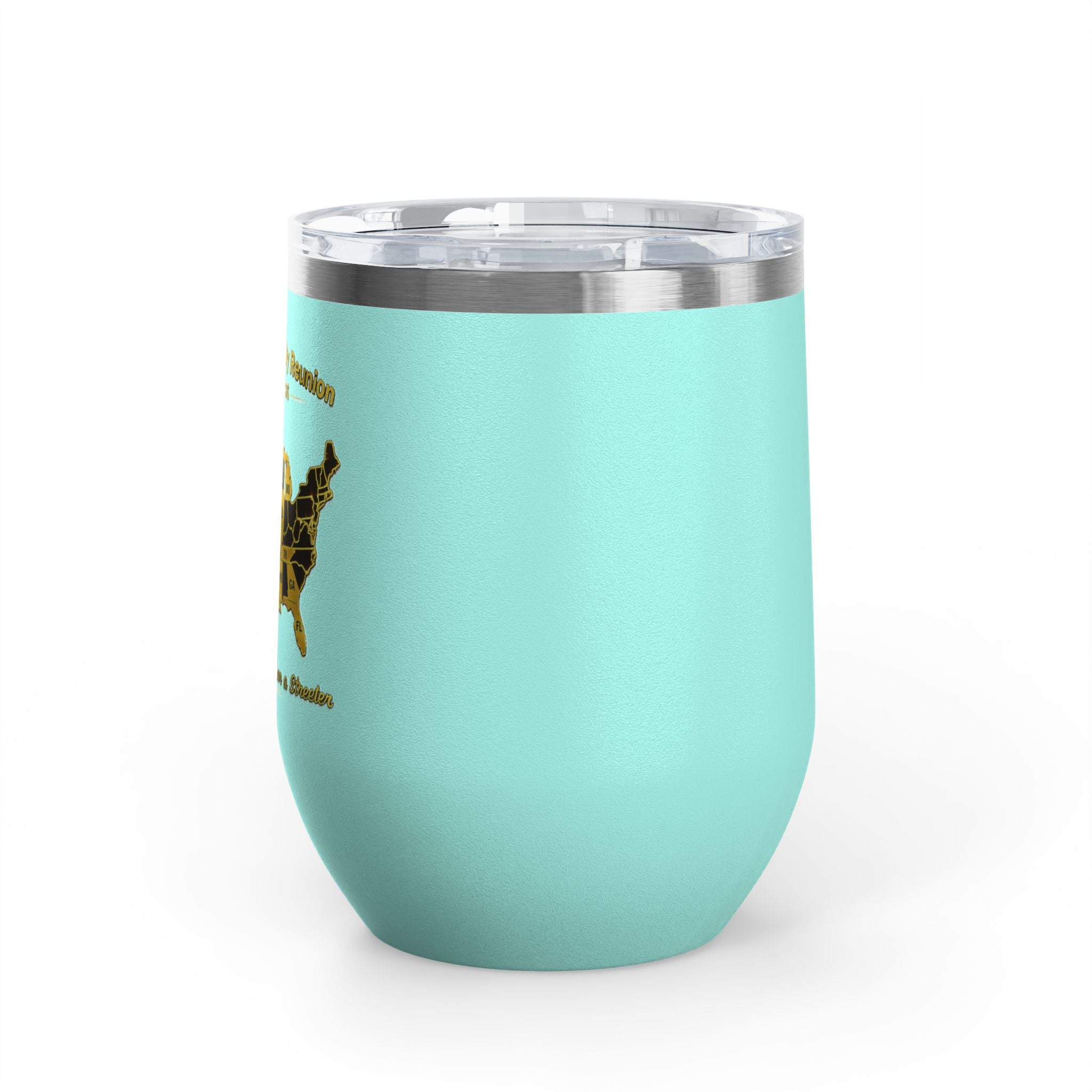 12oz Wine Tumbler — Family Reunion USA Map Design (Personalize Year & City)