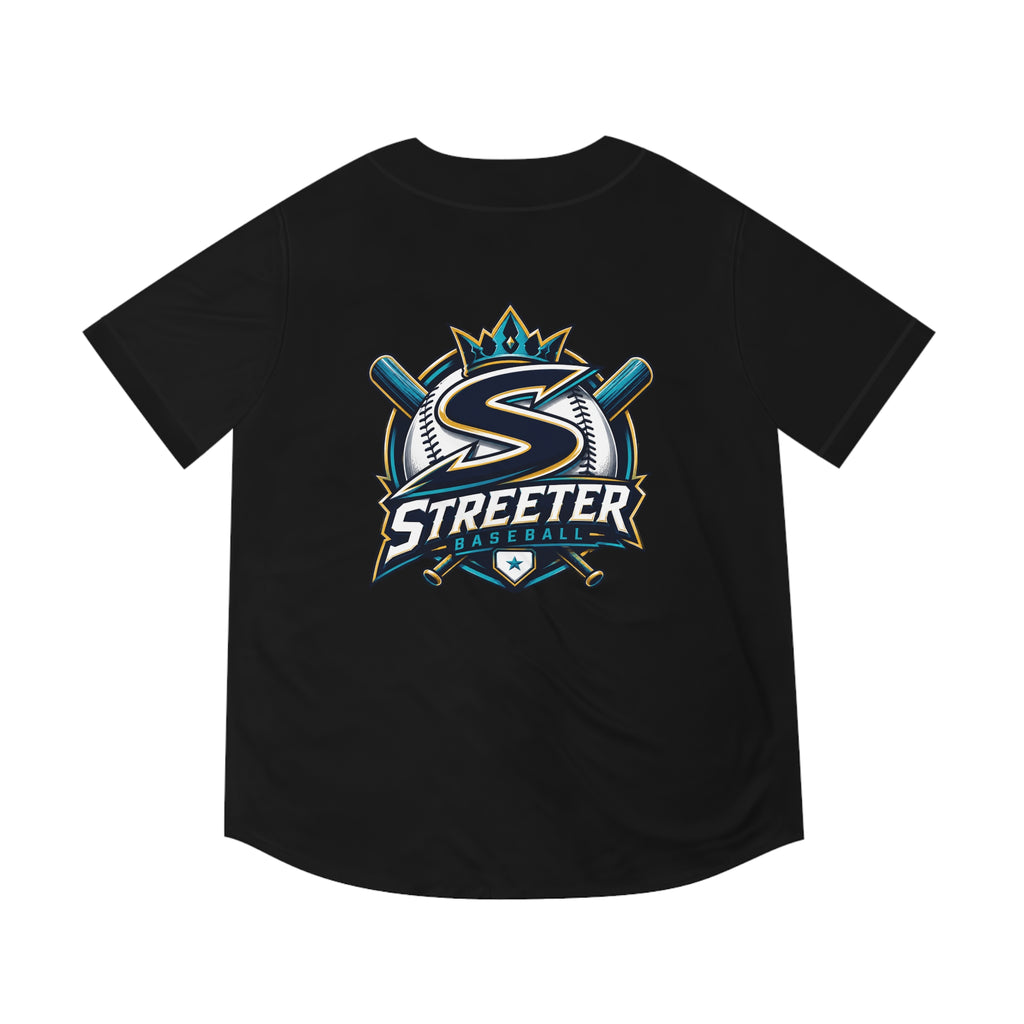 Streeter Baseball Jersey — Black Team Logo Button-Up