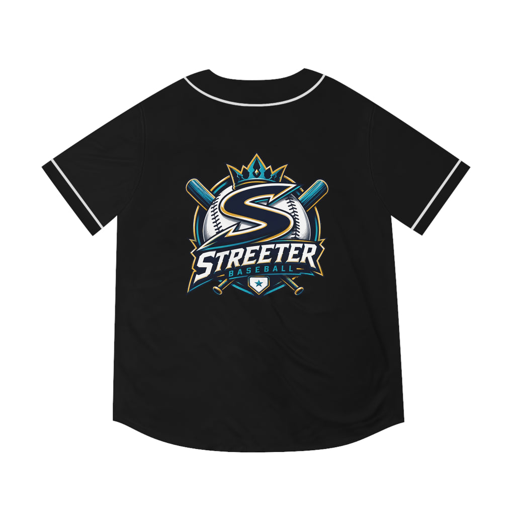Streeter Baseball Jersey — Black Team Logo Button-Up