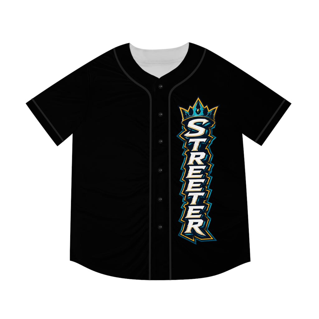 Streeter Baseball Jersey — Black Team Logo Button-Up
