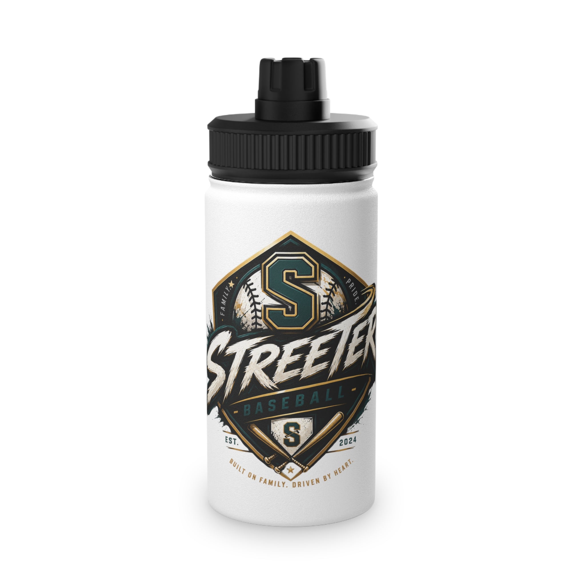 Baseball Stainless Steel Water Bottle — Sports Lid