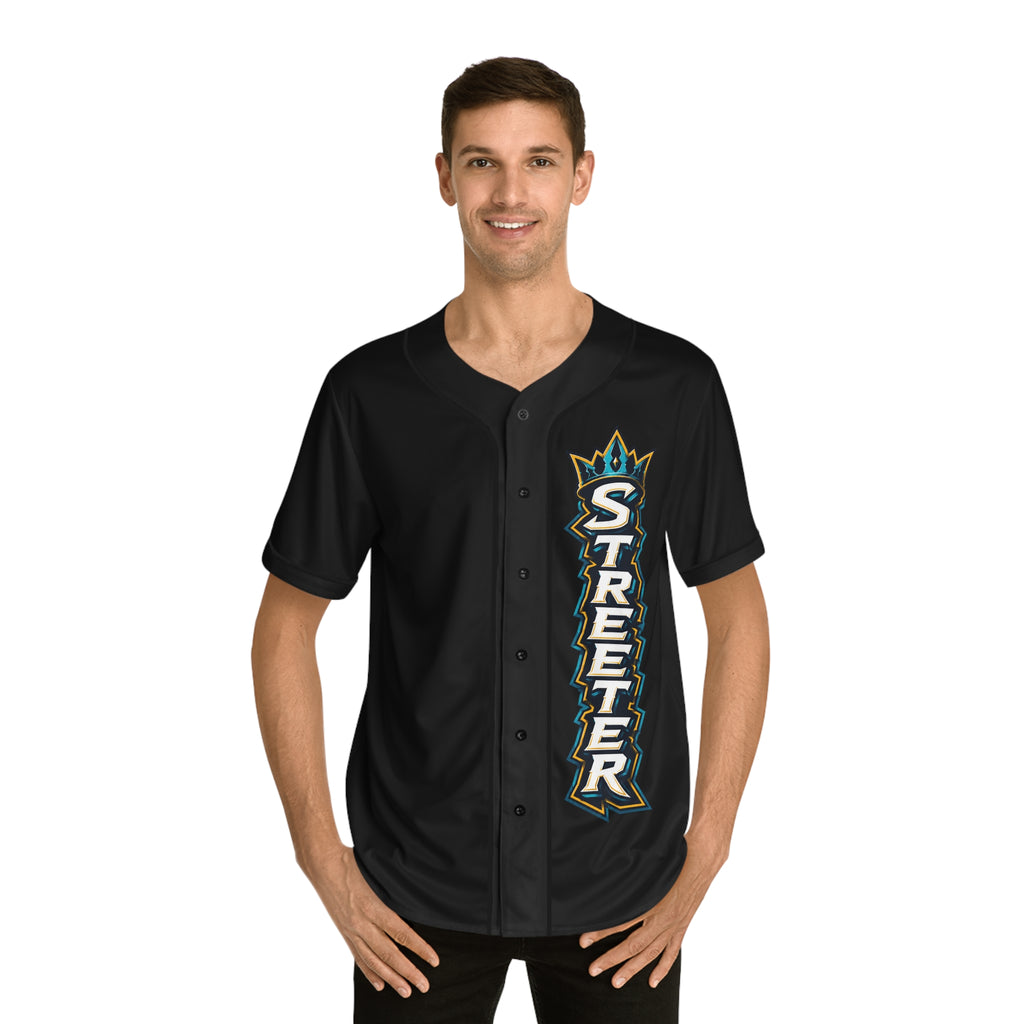 Streeter Baseball Jersey — Black Team Logo Button-Up